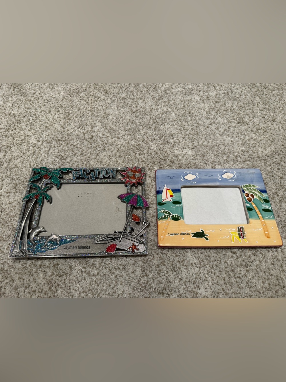 Cayman Islands Picture Frame Set Vacation Souvenir Beach Decor 2 Pack